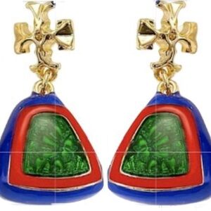 Tory Burch Roxanne multi green blue & red dangle + drop earrings